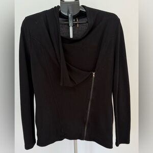 H by Bordeaux Black Drape Front Zip Jacket | Size Small | Modern & Chic Layer